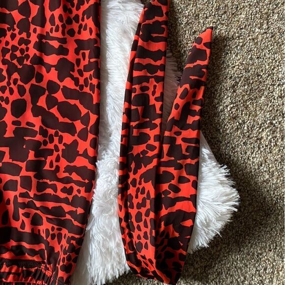 Revolution Dancewear 4 Piece Costume Black Vest Red Top Animal Print Pants Tie - Picture 5 of 16